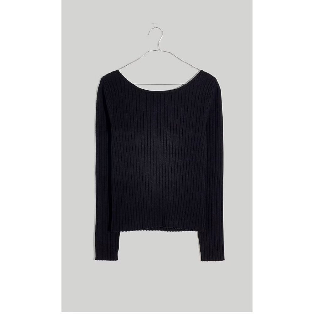 Madewell Open Back Black Ribbed Women's Sweater